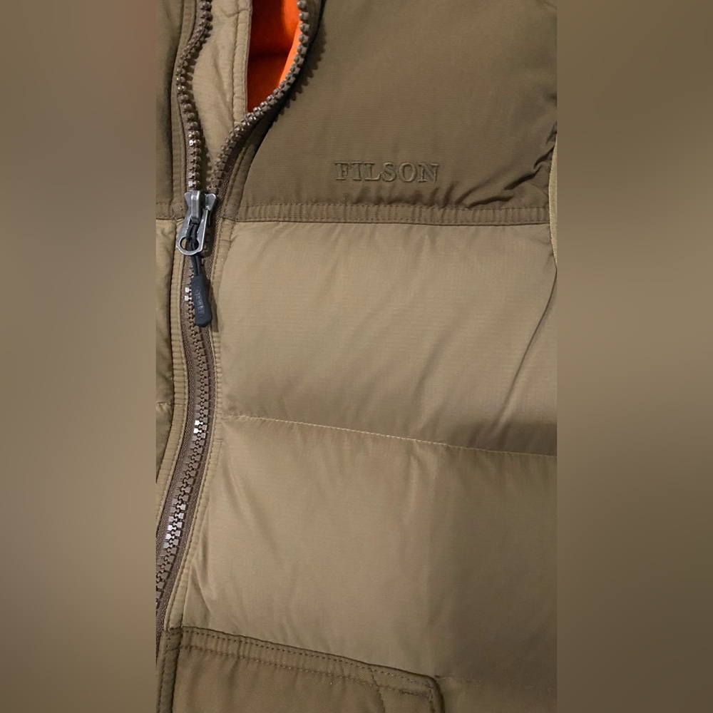 C. C. Filson Men's Goose Down Brown Vest - Picture 2 of 9